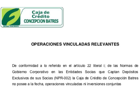 Detalle de las Operaciones Vinculadas Relevantes